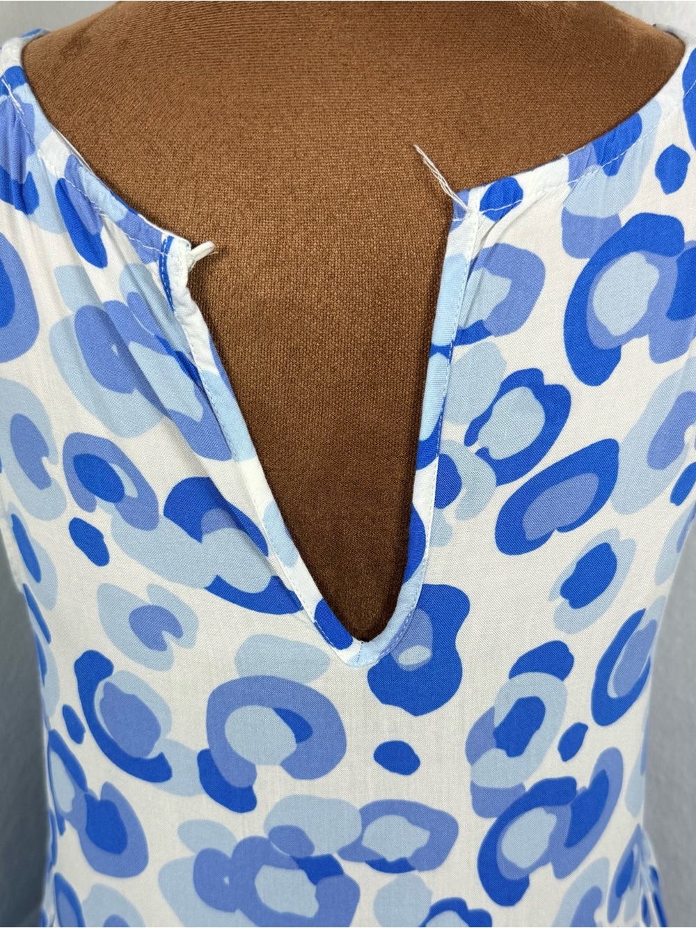 Cottagecore Tiered Blue Leopard Print Small Maxi Dress Viscose - Picture 9 of 10